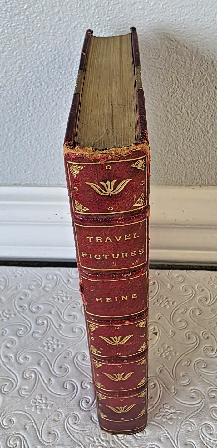 Vintage 1901 TRAVEL PICTURES by Heinrich Heine Book Red Leather Bohn\'s Library