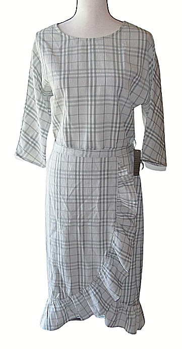 Chelsea 28 Size S Faux Wrap Side Tie Plaid Gingham Seersucker Dress Chelsea 28 Size S Faux Wrap Side Tie Plaid Gingham Seersucker Dress