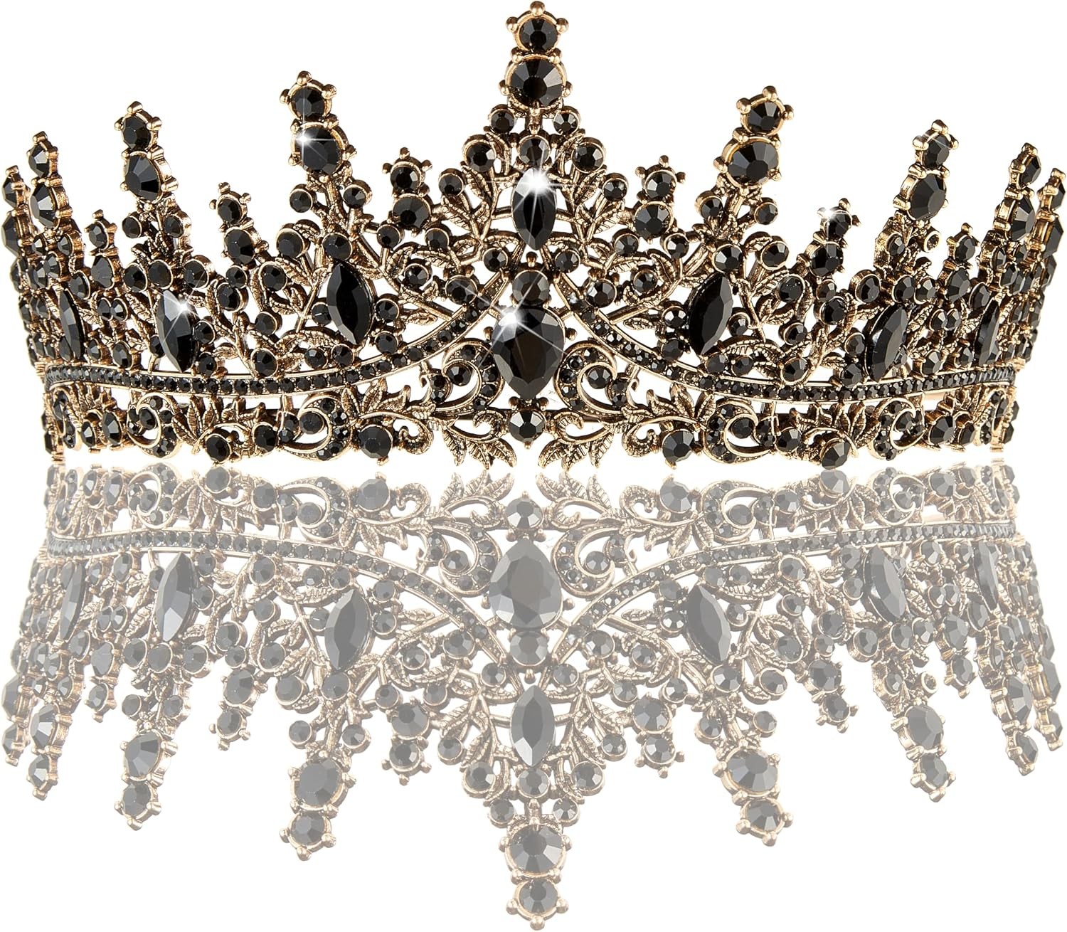 Fesciory Birthday Crown for Women, Gold Plated Crystal Tiara with Sash Fesciory Birthday Crown for Women, Gold Plated Crystal Tiara with Sash