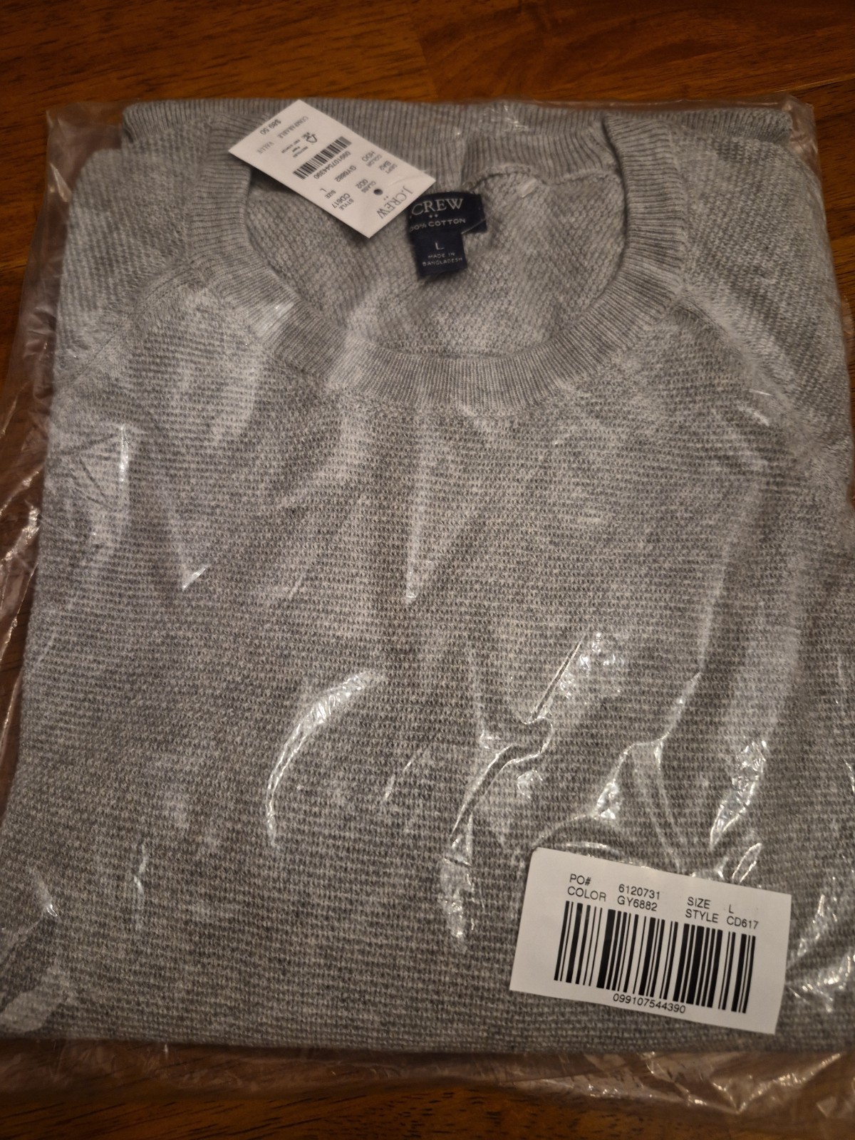 J. crew Knit Sweater - gray size L 100% cotton thin NWT mens J. crew Knit Sweater - gray size L 100% cotton thin NWT mens