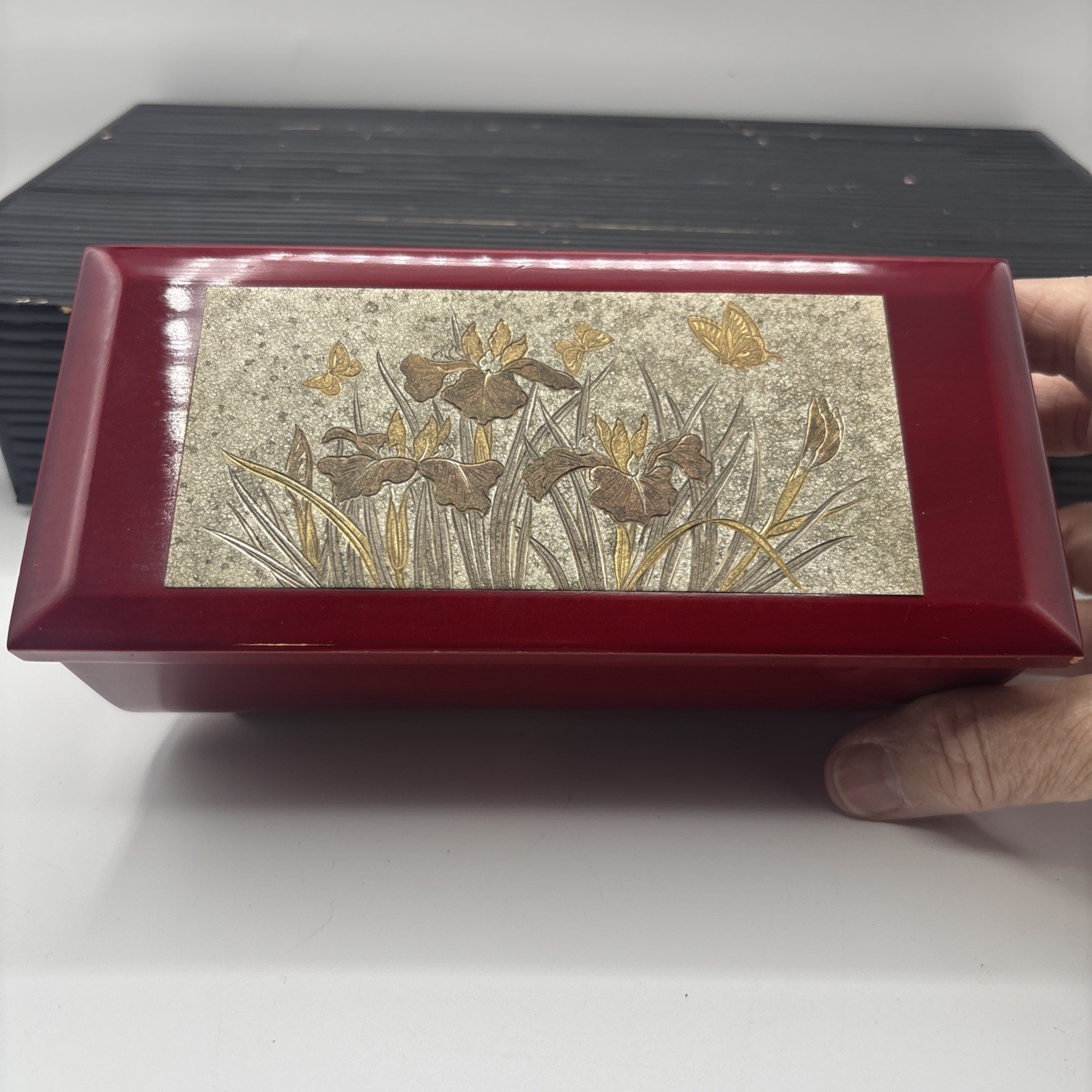 Vintage Westland Co. Art Of Chokin Etched Metal Wood Music Box Works Laura Theme Vintage Westland Co. Art Of Chokin Etched Metal Wood Music Box Works Laura Theme