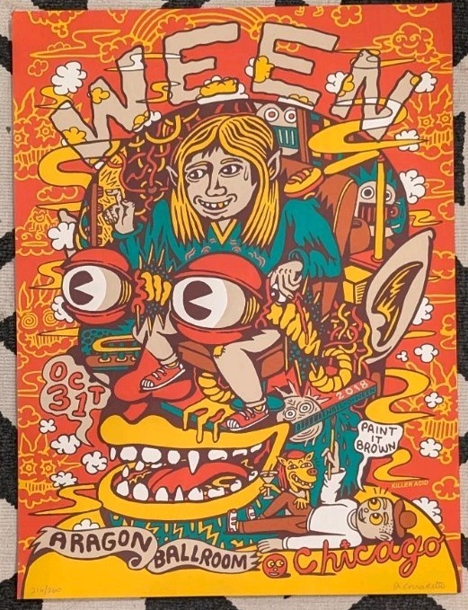 Ween Halloween Night Concert 2018 Chicago Poster Signed 216/260 Excellent Ween Halloween Night Concert 2018 Chicago Poster Signed 216/260 Excellent