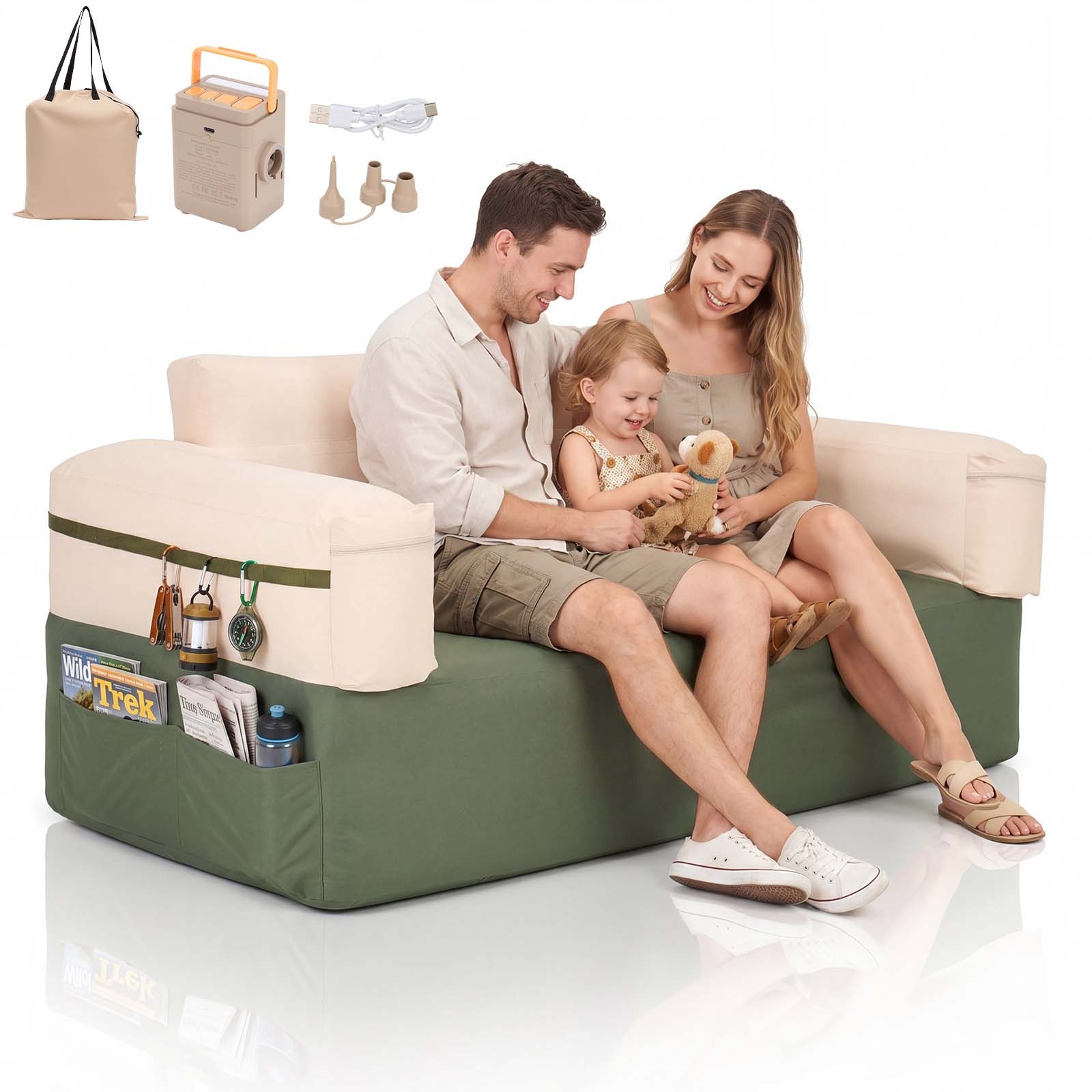 Portable Inflatable Couch for Camping with Built-in Pump,Durable Furniture