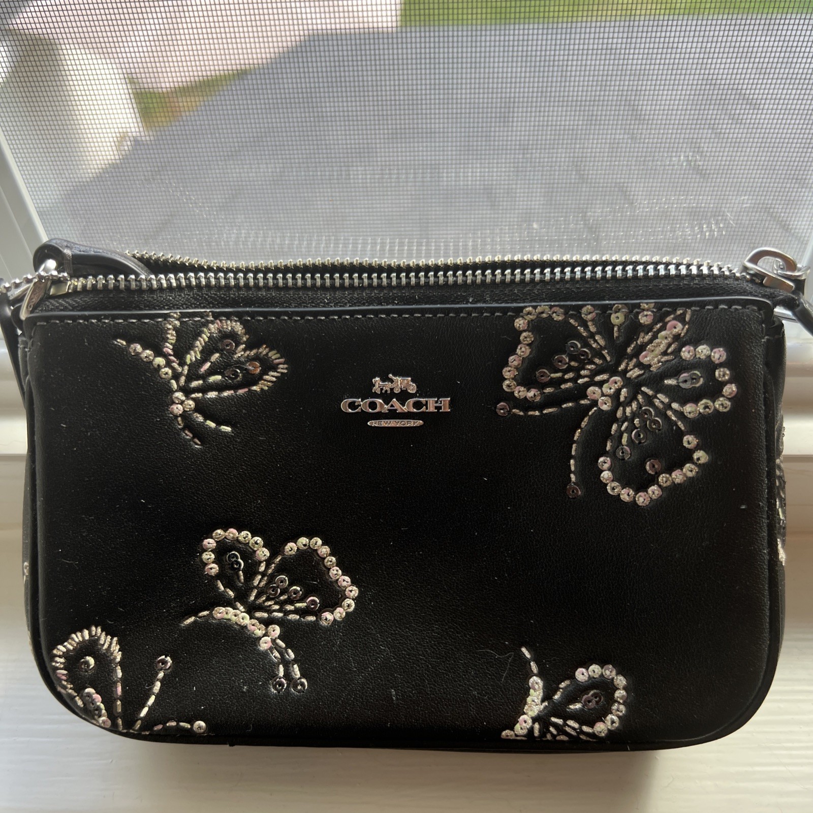 Coach Nolita 19 With Sparkly Butterfly Print In Leather/Sv/Black CCF58 NWT Coach Nolita 19 With Sparkly Butterfly Print In Leather/Sv/Black CCF58 NWT