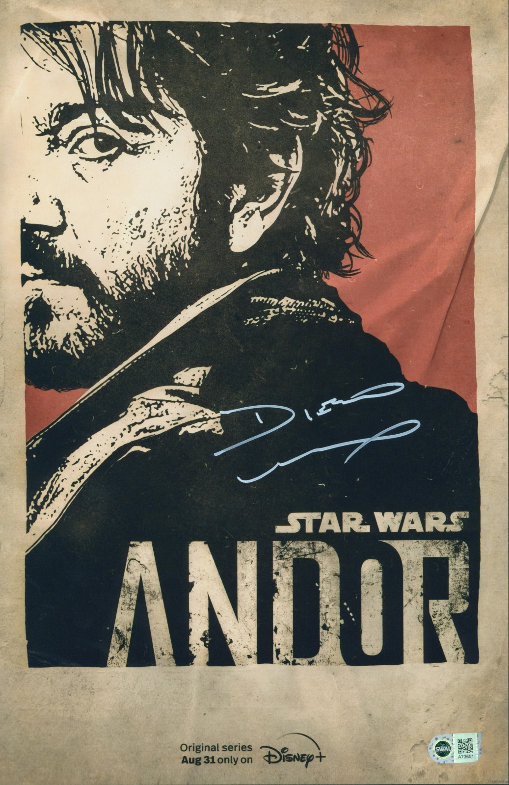 Diego Luna Signed Star Wars Andor 11x17 Poster| SWAU WITNESS