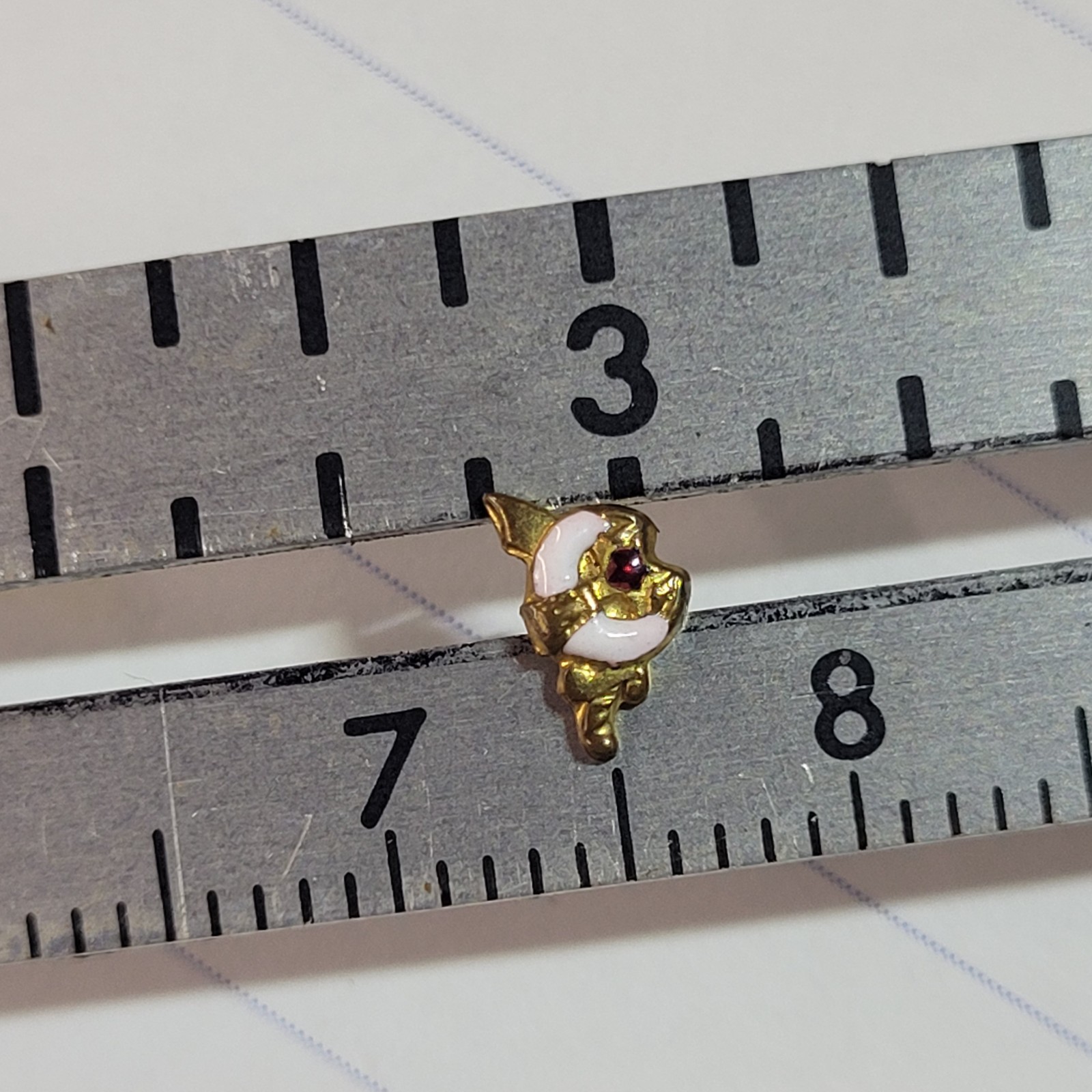 Vintage Tiny Shriners Crescent Star Lapel Pin Gold Enamel Masonic Fraternal
