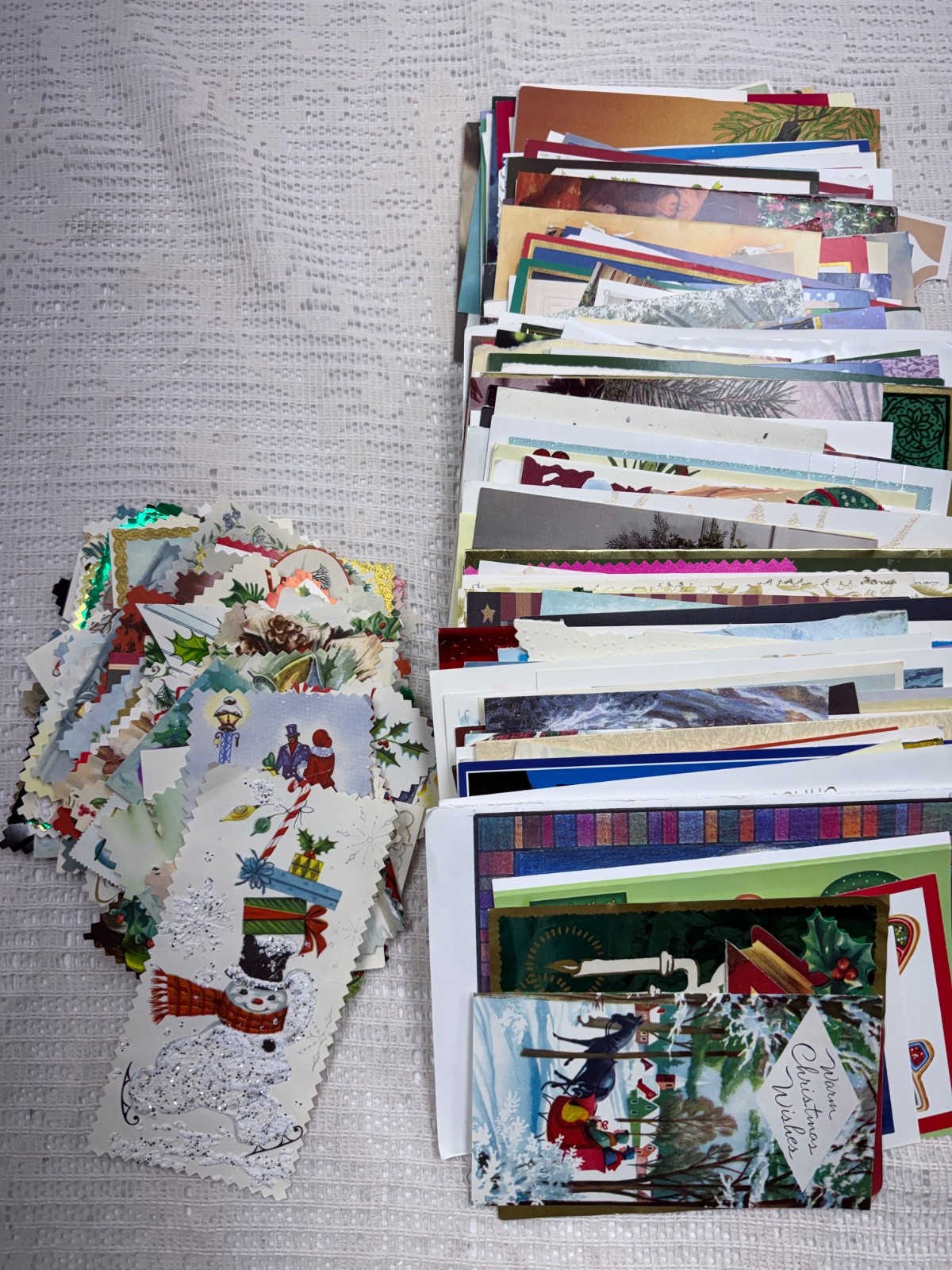 Vtg 3+ lb. Lot Christmas Card fronts used 1950s-90s for card making junk journal