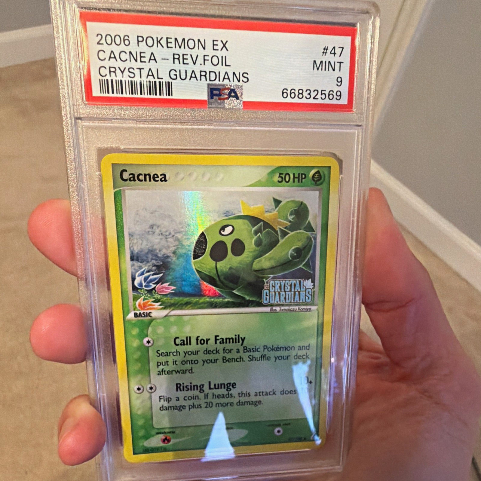 Pokémon EX Crystal Guardians Cacnea 47 Reverse Foil PSA 9 2006 English Pokémon EX Crystal Guardians Cacnea 47 Reverse Foil PSA 9 2006 English