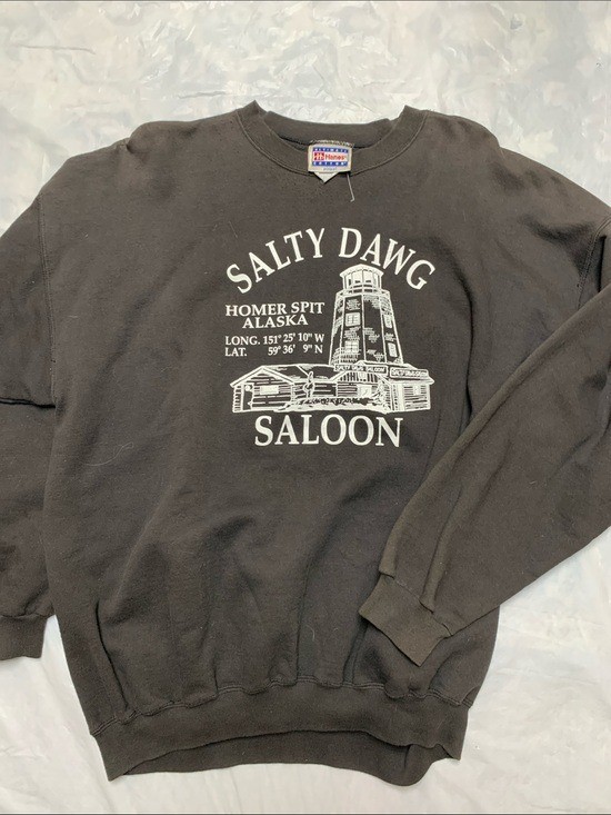 Vintage 90s Salty Dog Saloon Homer Alaska Crewneck Graphic Sweatshirt Brown XL Vintage 90s Salty Dog Saloon Homer Alaska Crewneck Graphic Sweatshirt Brown XL