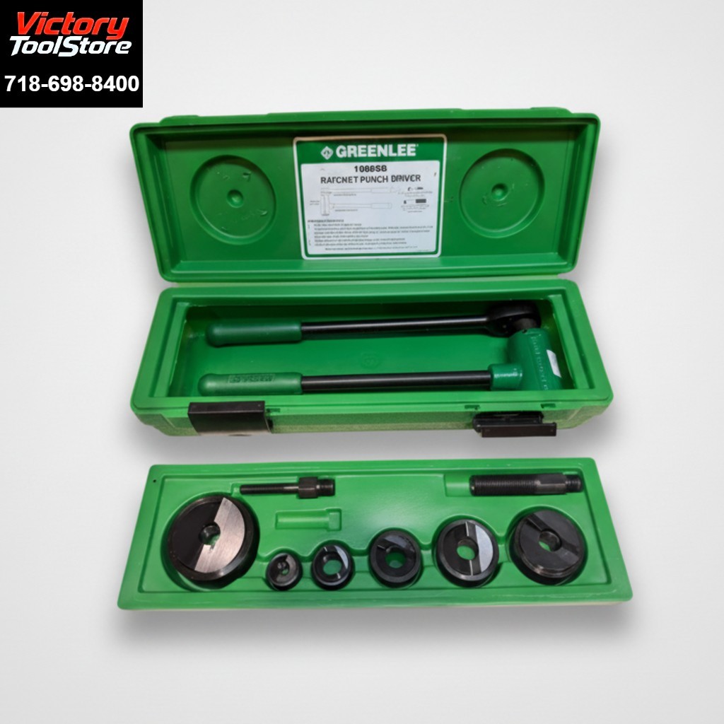 Greenlee 1806 SB  Ratchet Punch Driver Kit w/ 3 Studs & Case for Knockouts NEW
