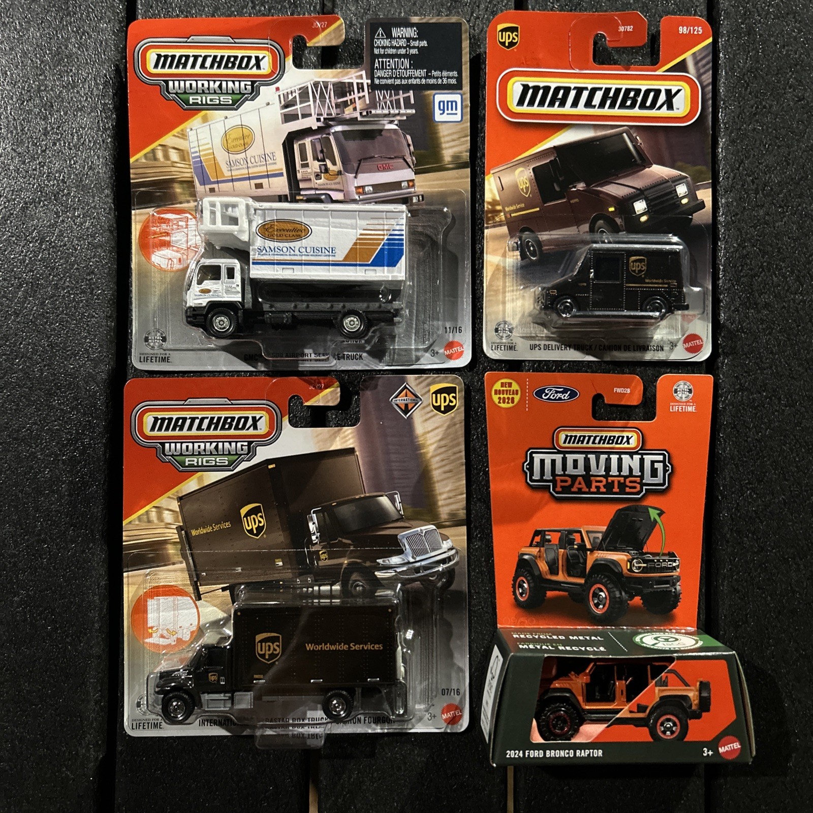Matchbox Working Rigs UPS & Airport Delivery & UPS Delivery & Ford Bronco Raptor Matchbox Working Rigs UPS & Airport Delivery & UPS Delivery & Ford Bronco Raptor