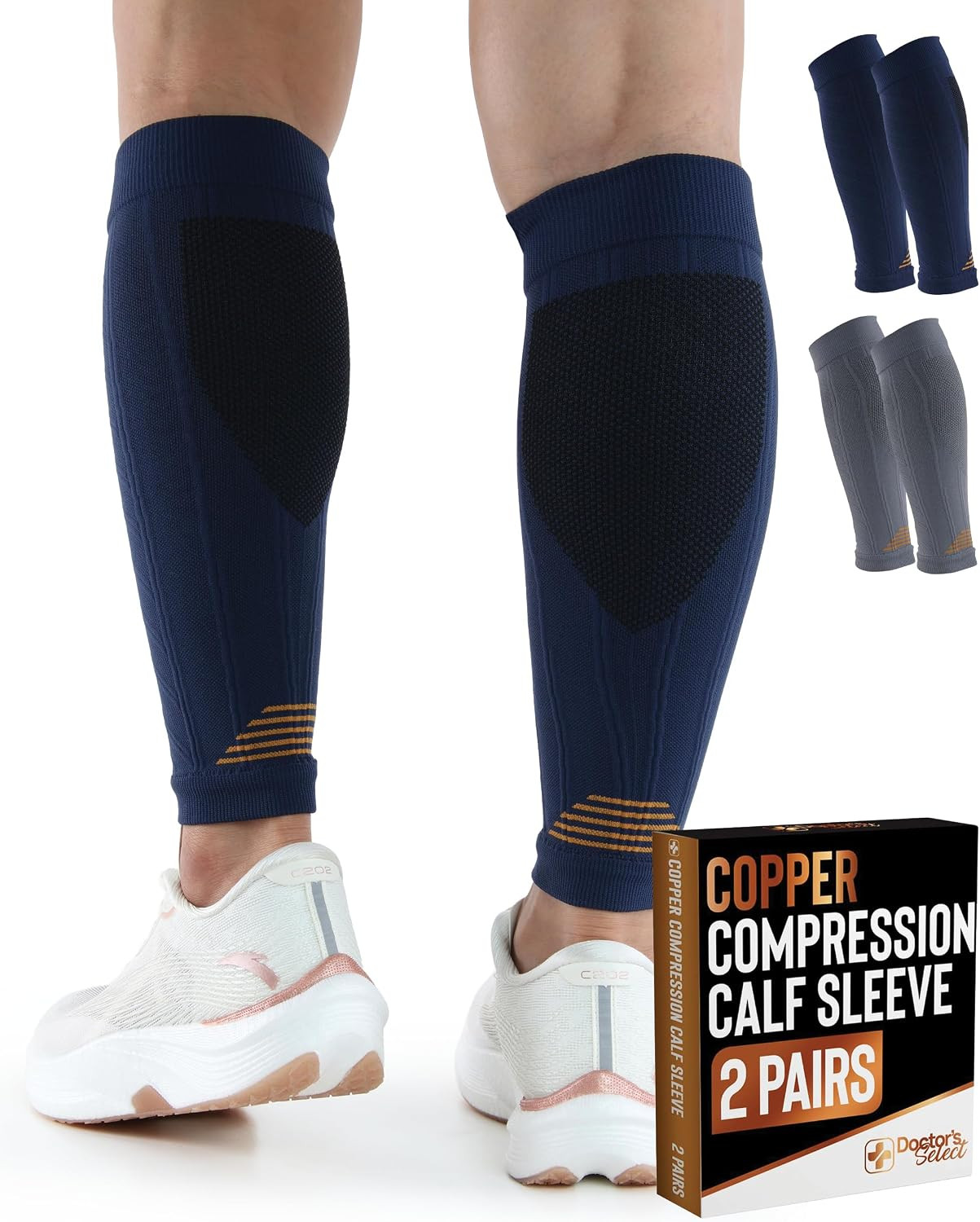 2 Pairs Copper Calf Compression Sleeve - Leg Compression Sleeves for Women & Men 2 Pairs Copper Calf Compression Sleeve - Leg Compression Sleeves for Women & Men