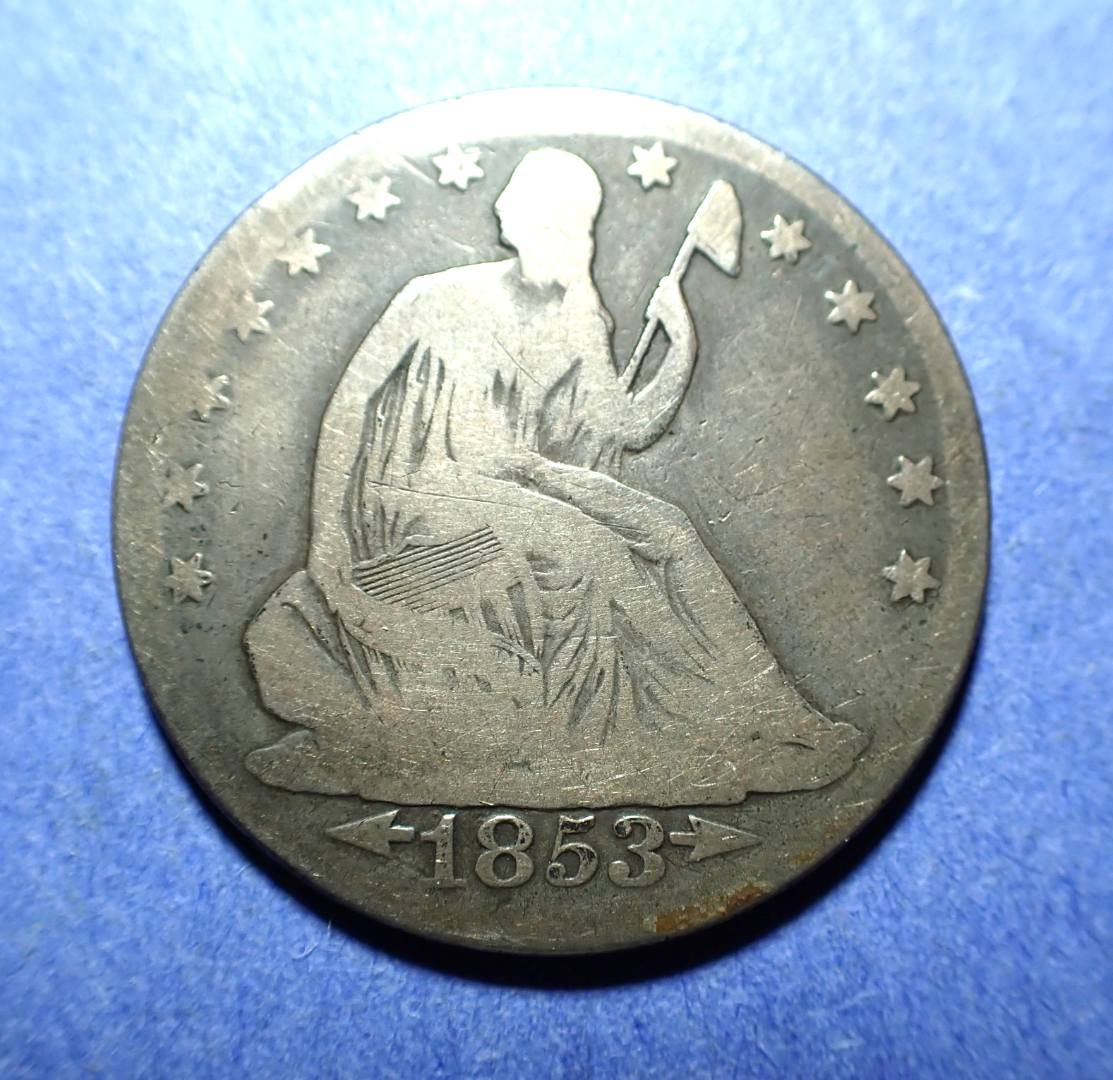 1853-O Arrows & Rays Seated Liberty Half Dollar  G/VG
