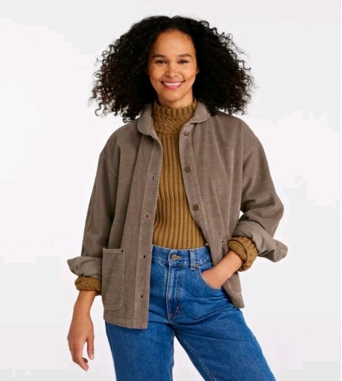 L.L. Bean Women\'s Signature Corduroy Chore Shirt Small Taupe Brown L.L. Bean Women\'s Signature Corduroy Chore Shirt Small Taupe Brown