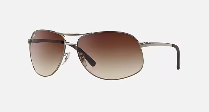 NEW* Ray Ban AVIATOR Gun Metal 64mm w Brown Gradient Sunglass RB3387 004/13 NEW* Ray Ban AVIATOR Gun Metal 64mm w Brown Gradient Sunglass RB3387 004/13