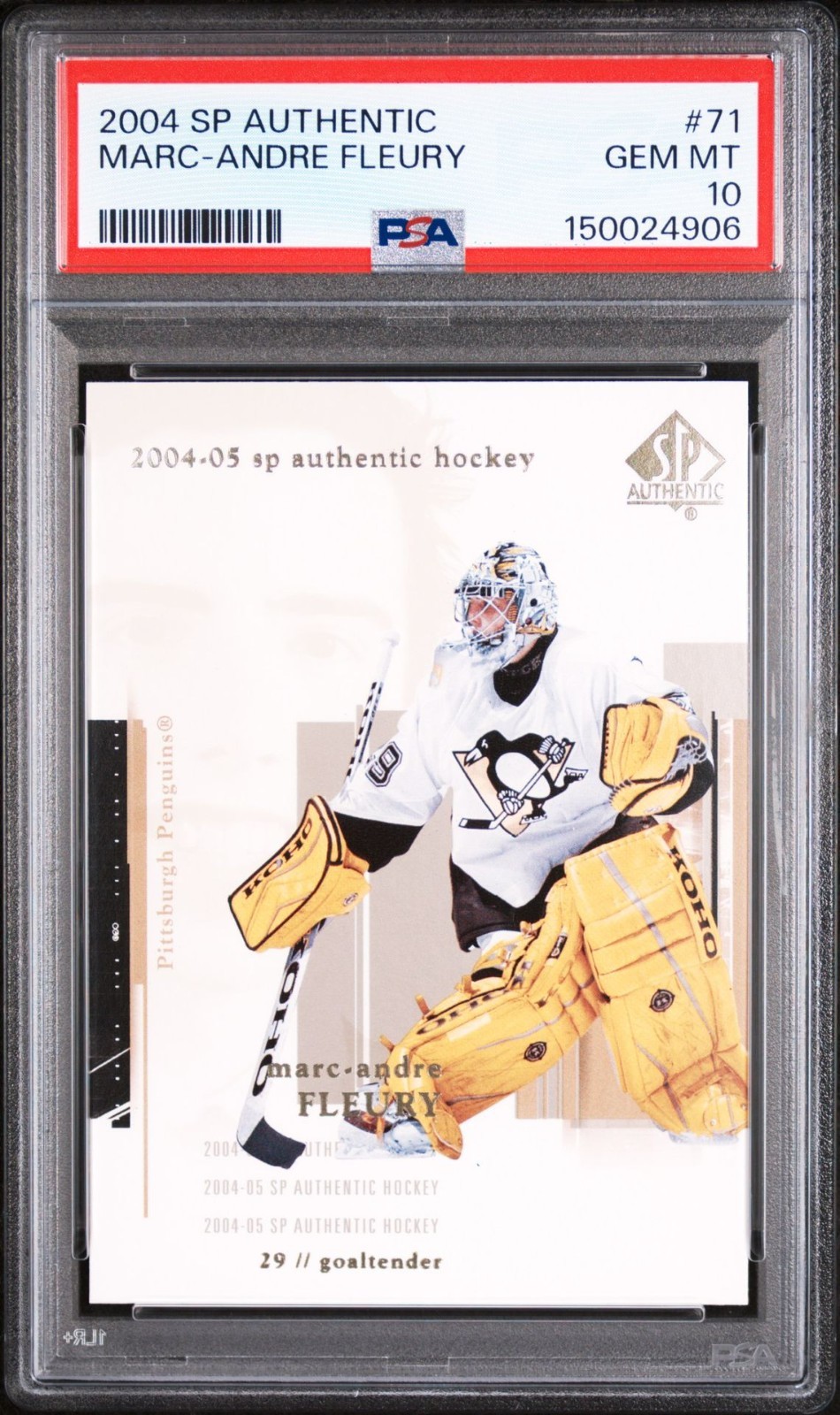 2004-05 Upper Deck SP Authentic MARC-ANDRE FLEURY #71 PSA 10 POP 5