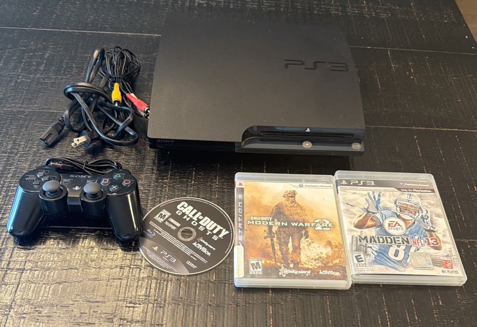 Sony PlayStation 3 PS3 Slim CECH-2001A Console And Controller Tested Working OEM