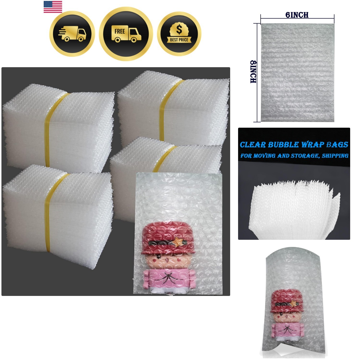 200Pcs Bubble Out Bags&Pouches, 6