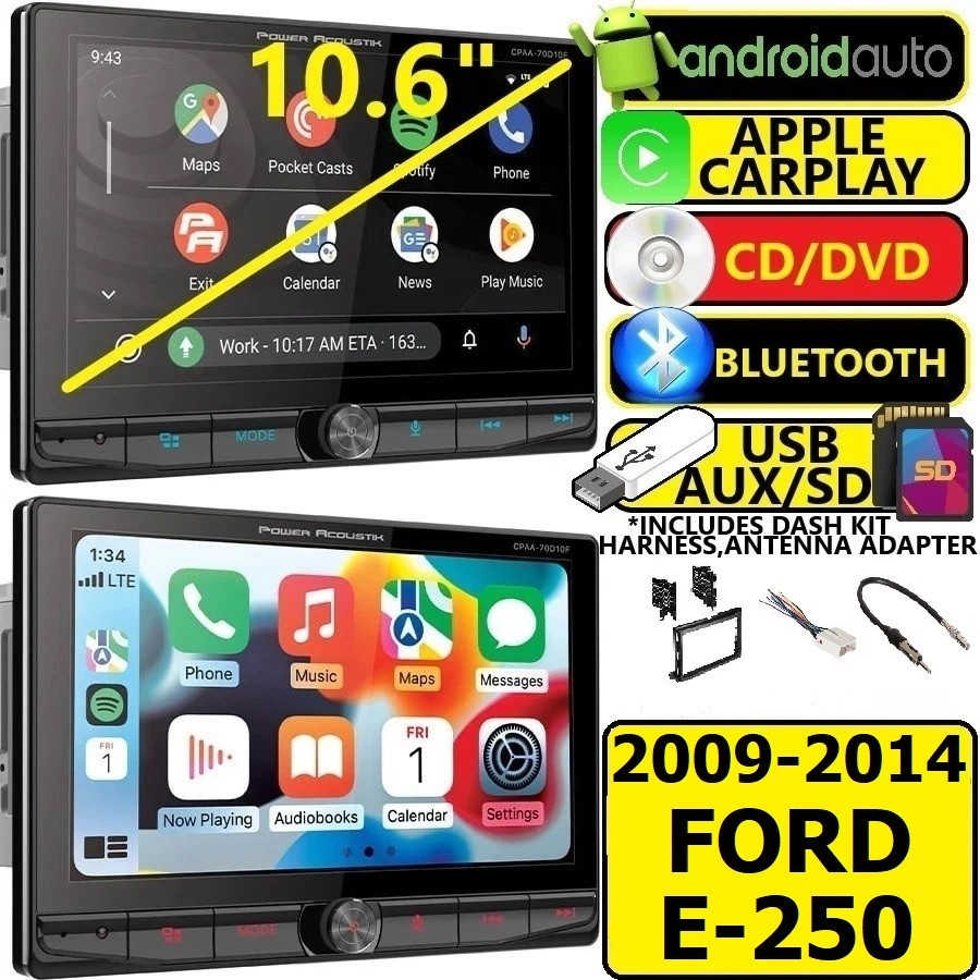 2009-2014 FORD E-250 DVD BT APPLE CARPLAY ANDROID AUTO CAR RADIO STEREO PKG