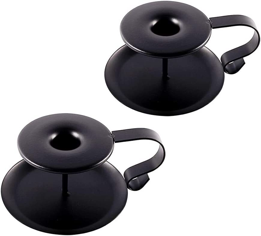 1-4Pcs Vintage Iron Black Candlestick Handle Candle Holder Wedding Home Decorati
