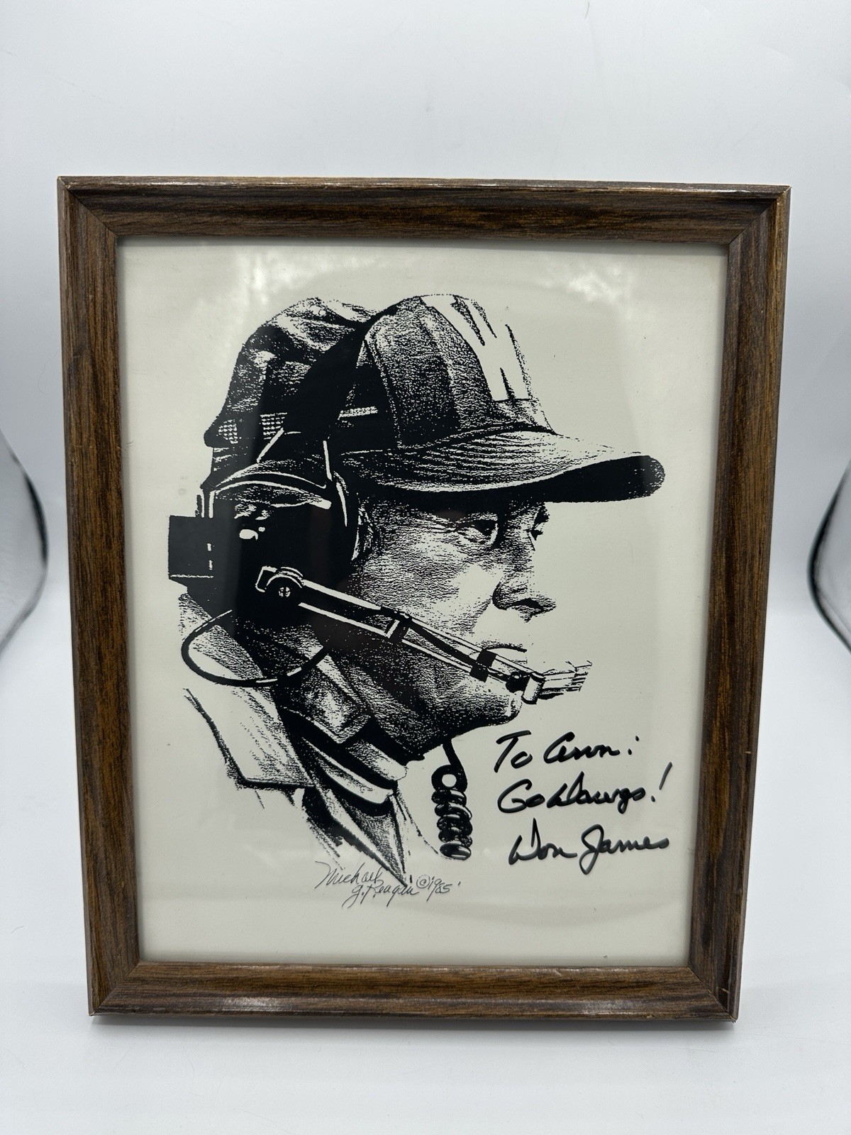 Don James Signed 1985 Washington Huskies Caricature Go Dawgs Framed UW