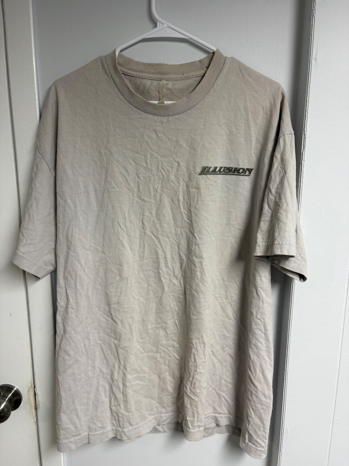 Vintage Jerzees Illusion Graphic T-Shirt XL Beige Cotton Vintage Jerzees Illusion Graphic T-Shirt XL Beige Cotton