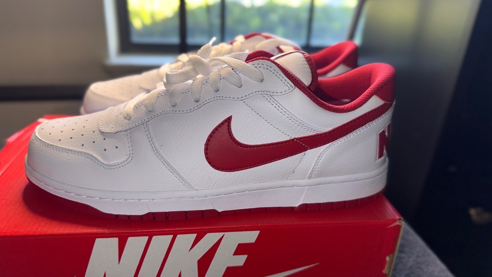 New Nike 10.5m 12w Big Low \'White Gym Red\' Casual Leather Shoes 355152-150 New Nike 10.5m 12w Big Low \'White Gym Red\' Casual Leather Shoes 355152-150