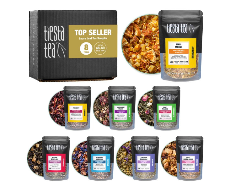 Tiesta Tea Top Seller Sampler – 8 Fan Favorite Teas – Brews 6-10 Cups Each