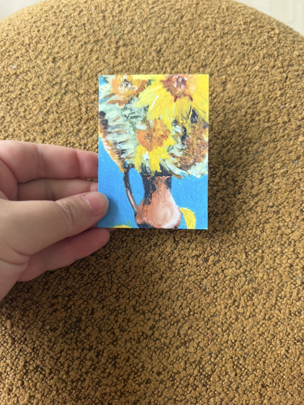 ACEO Print Sunflowers oil pastel signed art Casela