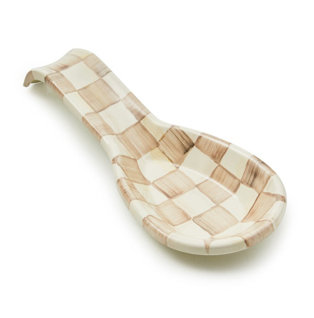 Mackenzie-Childs Mocha Check Spoon Rest NEW