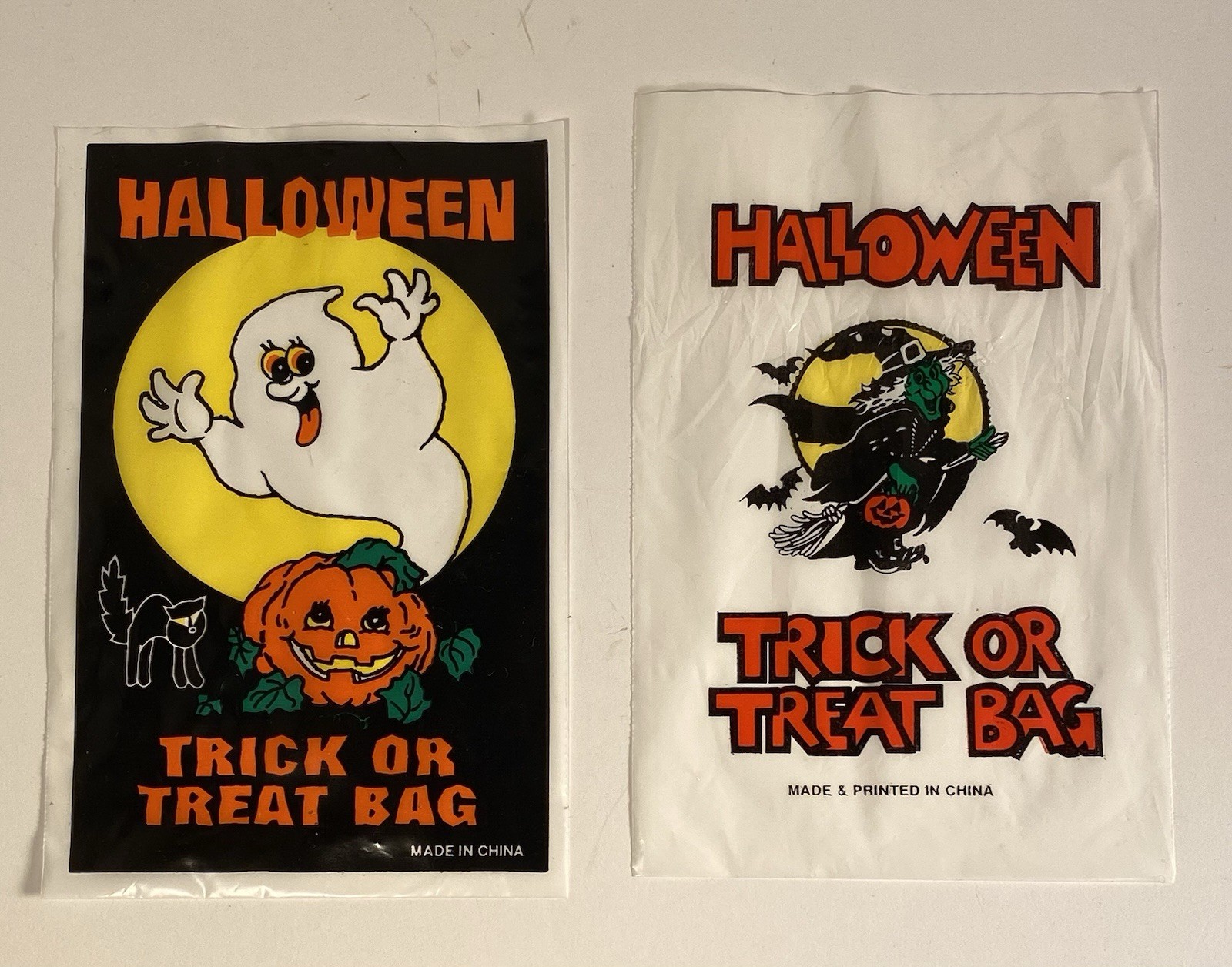 Lot of 37 Vintage 1980s Plastic Halloween Trick or Treat Bags Ghost Witch Design Lot of 37 Vintage 1980s Plastic Halloween Trick or Treat Bags Ghost Witch Design