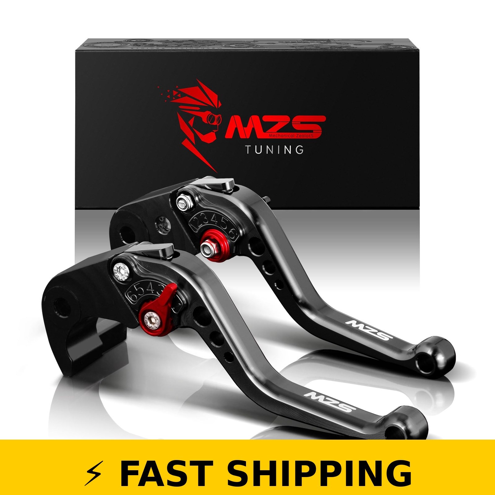 MZS Black Motorcycle Brake Clutch Levers Adjustable Short MZS Black Motorcycle Brake Clutch Levers Adjustable Short