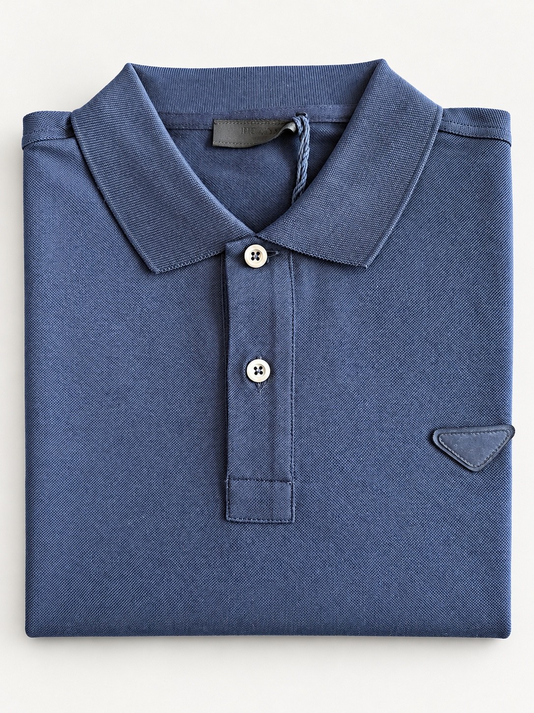 PRADA New With Tags Men\'s Navy Cotton Pique Short Sleeve Polo Shirt Large