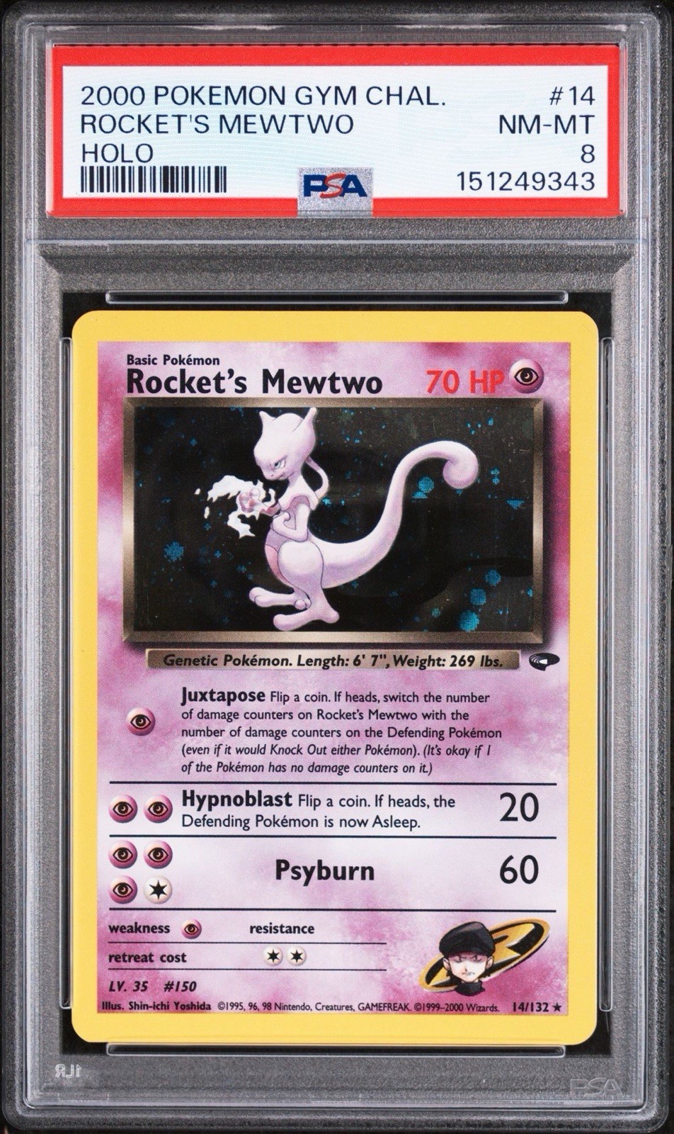 2000 Rocket’s Mewtwo 14/132 Gym Challenge NM Near Mint 💎PSA 8💎