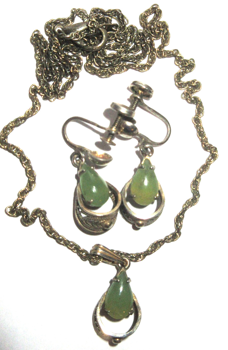 Vintage Sorrento Sterling Silver & Filigree Necklace & Clip Earrings Vintage Sorrento Sterling Silver & Filigree Necklace & Clip Earrings
