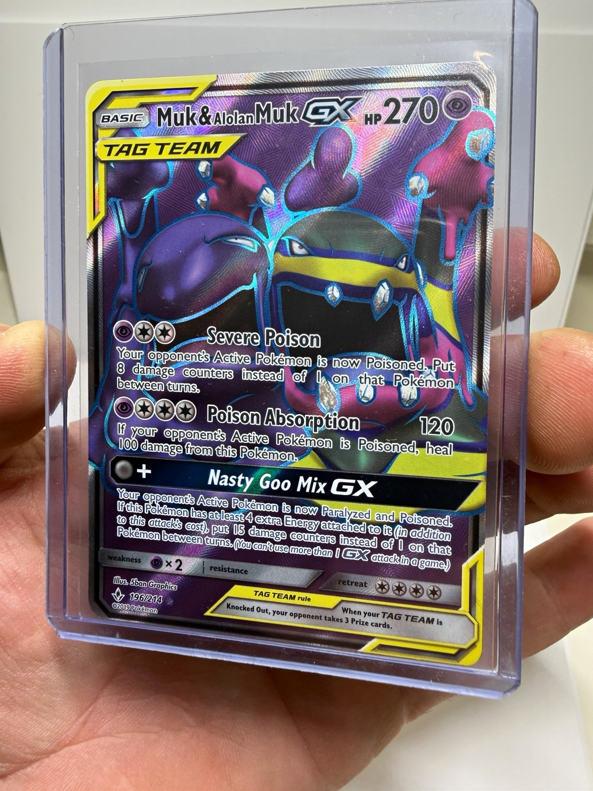 2019 Pokemon Muk & Alolan Muk GX 196/214 Full Art Ultra Rare Unbroken Bonds