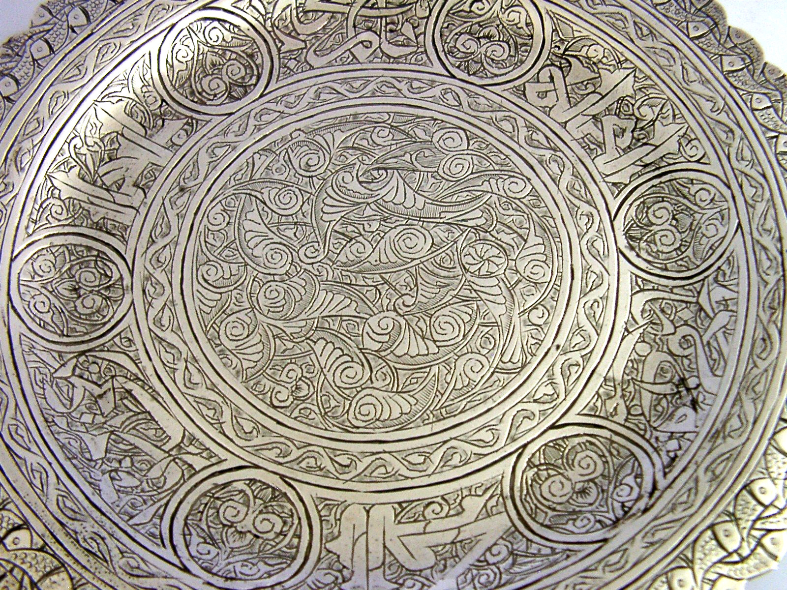 PRETTY 123g EGYPTIAN 900 SOLID SILVER DISH PLATE TRAY c1940s EASTERN ANTIQUE