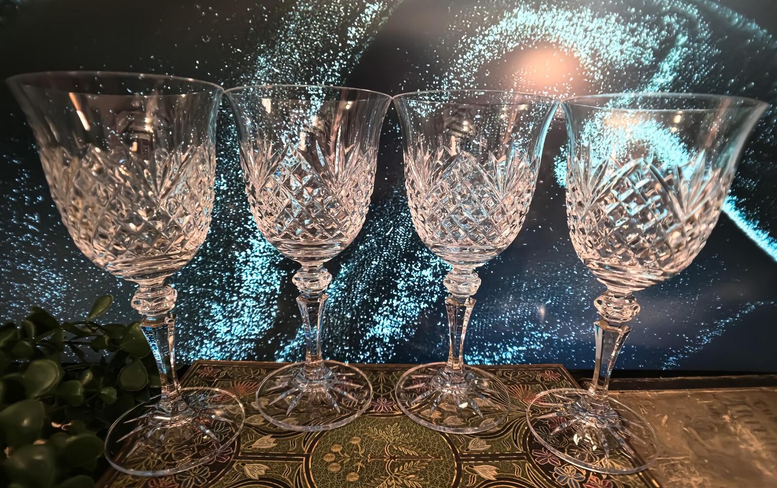 Set of 4 Galway Clifden Crystal Wine/Water Goblets Set of 4 Galway Clifden Crystal Wine/Water Goblets