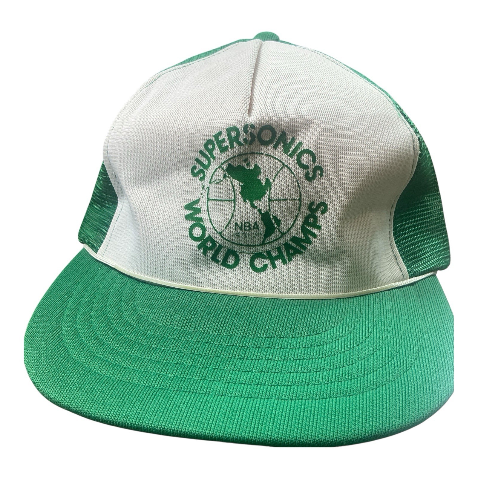Vintage 1978/79 Seattle Super Sonics NBA green snapback hat 100% polyester Vintage 1978/79 Seattle Super Sonics NBA green snapback hat 100% polyester