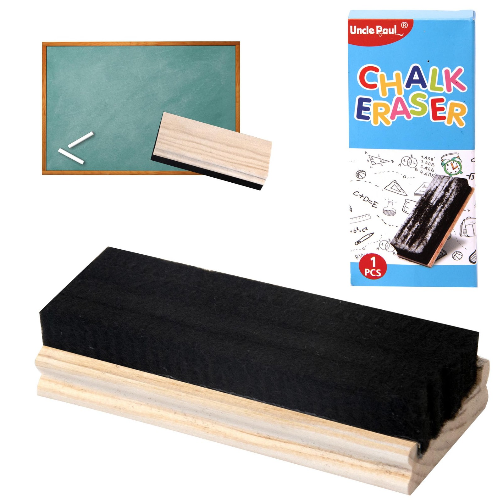 Chalkboard Eraser - Campus Style Pine Wood 1 Count (Pack of 1), 1 Pcs Chalkboard Eraser - Campus Style Pine Wood 1 Count (Pack of 1), 1 Pcs