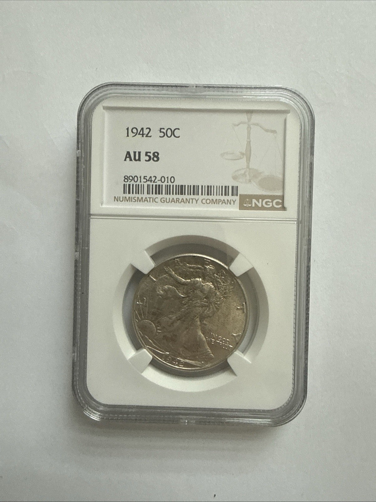 1942 50c Walking Liberty Silver Half Dollar NGC AU 58 1942 50c Walking Liberty Silver Half Dollar NGC AU 58