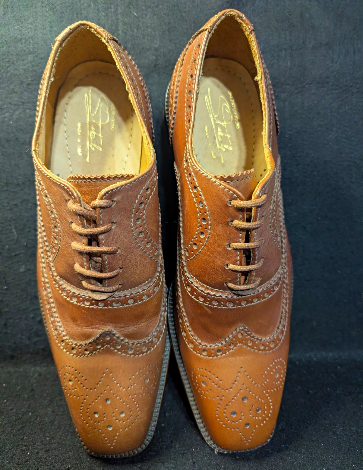 Vintage Calzaturificio Stabile Italian Leather Brogue Wingtip Oxfords Men\'s US 9 Vintage Calzaturificio Stabile Italian Leather Brogue Wingtip Oxfords Men\'s US 9