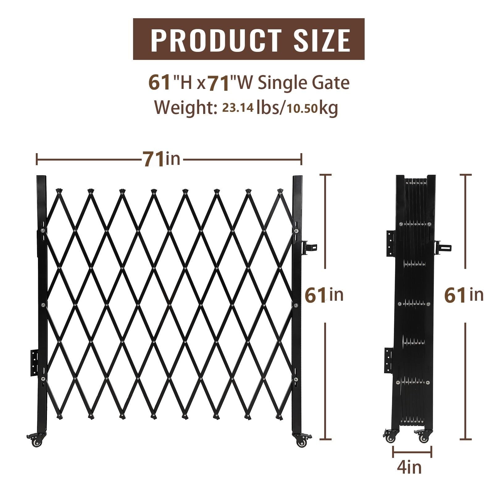 Expandable Folding Safety Gate with Wheels Portable Accordion Security Barrier