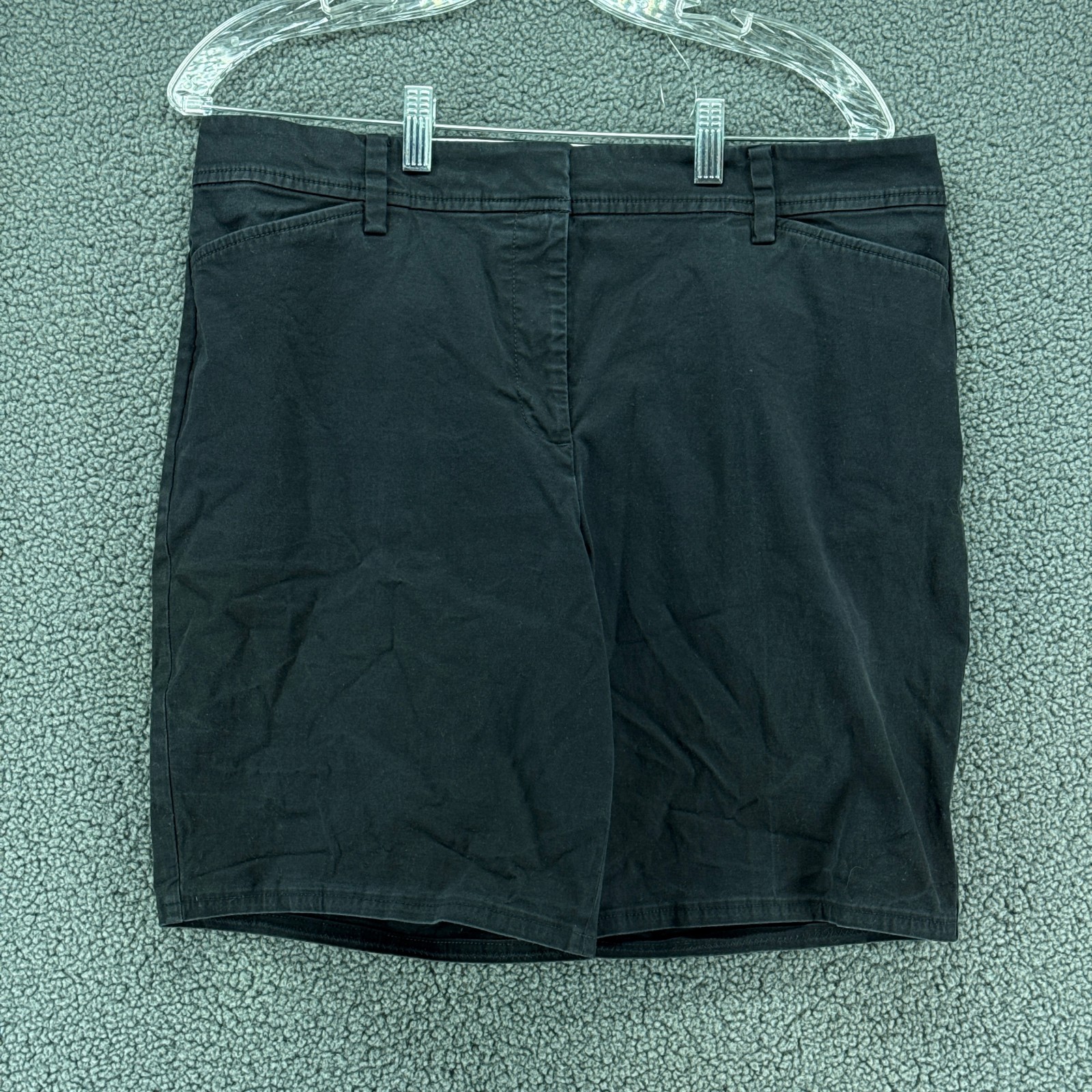 Talbots Perfect Shorts Womens 12 Black Twill Slash Pockets Inseam 8.5\ Talbots Perfect Shorts Womens 12 Black Twill Slash Pockets Inseam 8.5\