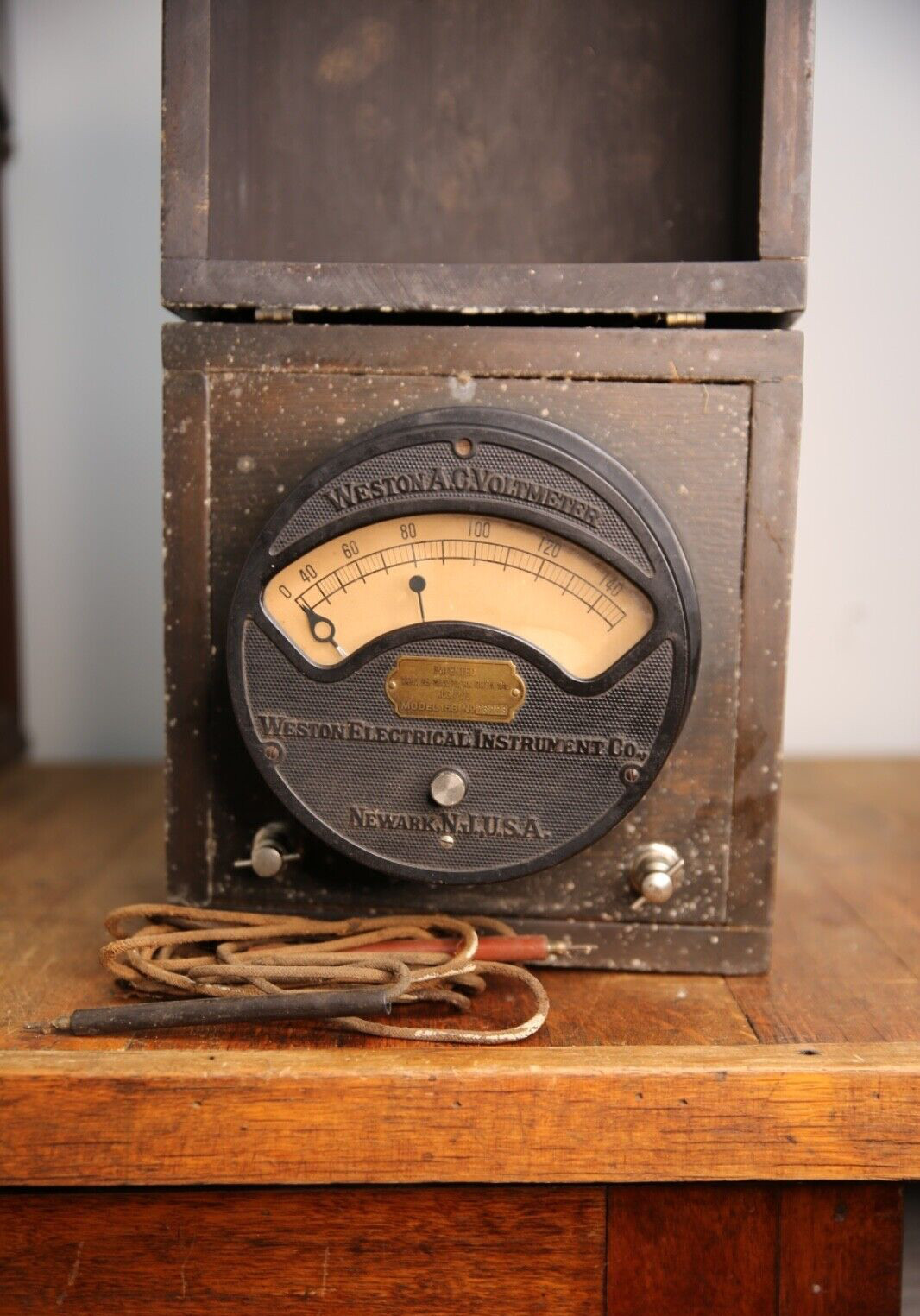 Antique Industrial gauge meter Weston AC Voltmeter Railroad Instrument tool case Antique Industrial gauge meter Weston AC Voltmeter Railroad Instrument tool case