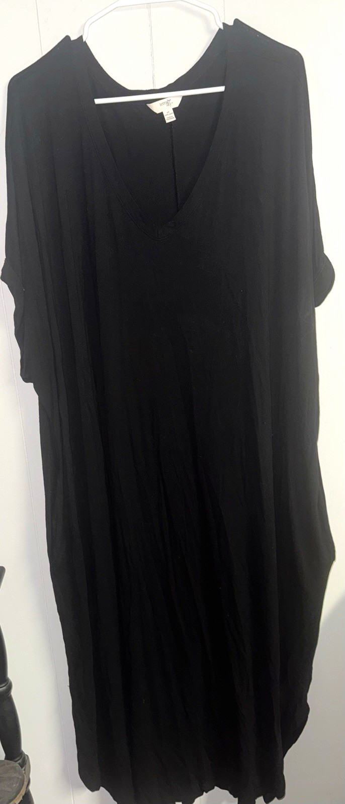 Terra & Sky Women’s Black Solid V-Neck Casual Long Dress Short Sleeve 4X Terra & Sky Women’s Black Solid V-Neck Casual Long Dress Short Sleeve 4X