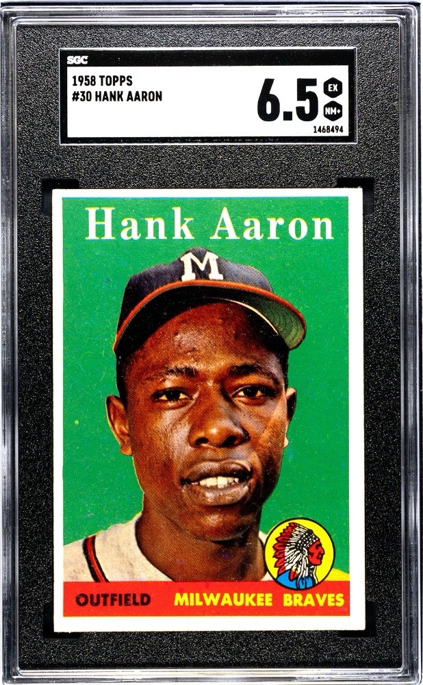 1958 Topps - Hank Aaron #30 SGC 6.5 Ex-NM+ Immaculate BRAVES - Top 10% Card 1958 Topps - Hank Aaron #30 SGC 6.5 Ex-NM+ Immaculate BRAVES - Top 10% Card