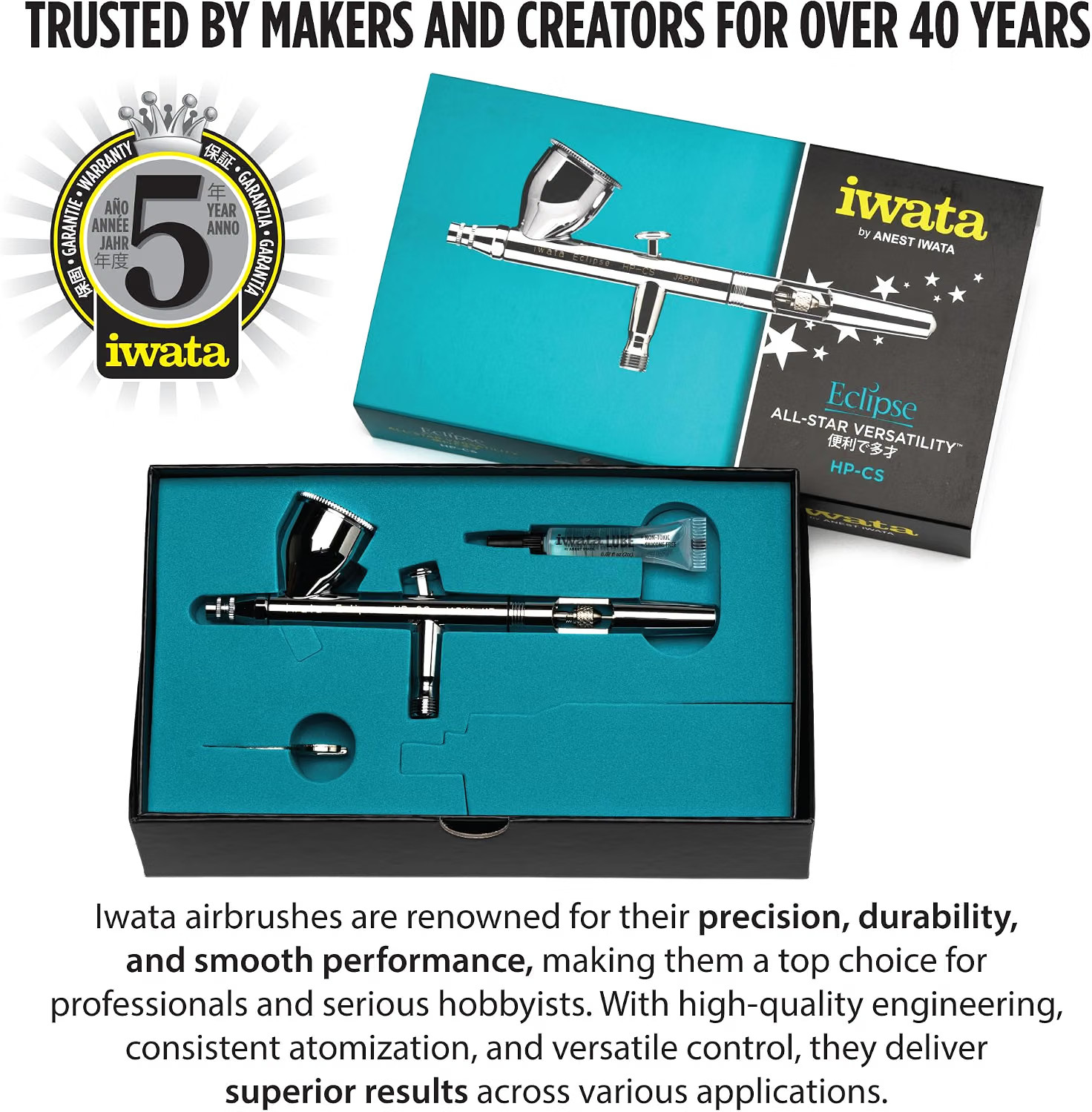 Iwata Eclipse HP-CS Airbrush Gravity Feed Dual Action 0.35mm Fine Detail