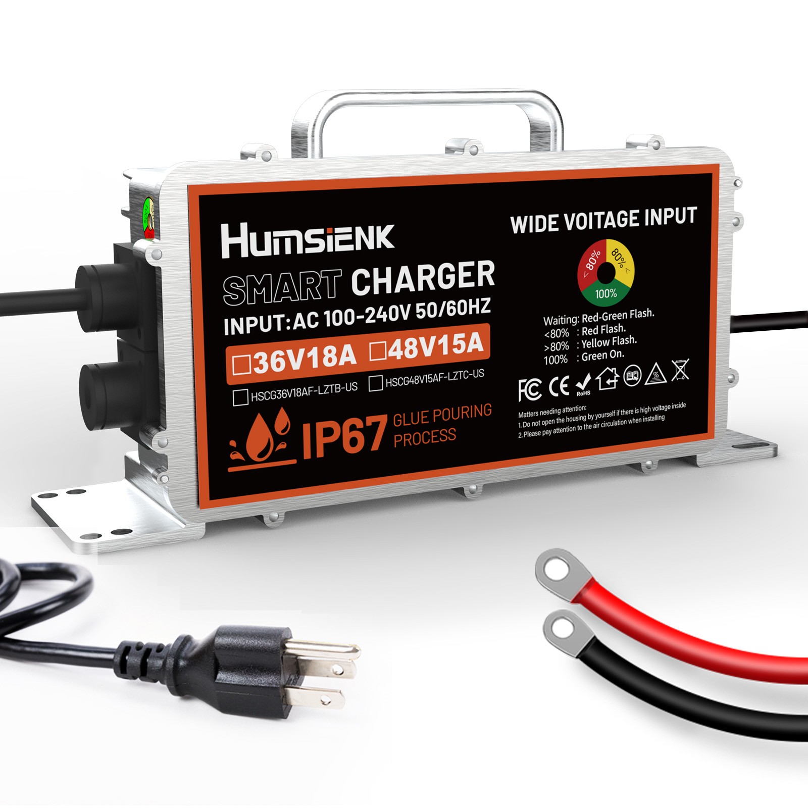 Humsienk Waterproof 48V 15A LiFePO4 Battery Charger Aluminum Shell Ideal Outdoor Humsienk Waterproof 48V 15A LiFePO4 Battery Charger Aluminum Shell Ideal Outdoor