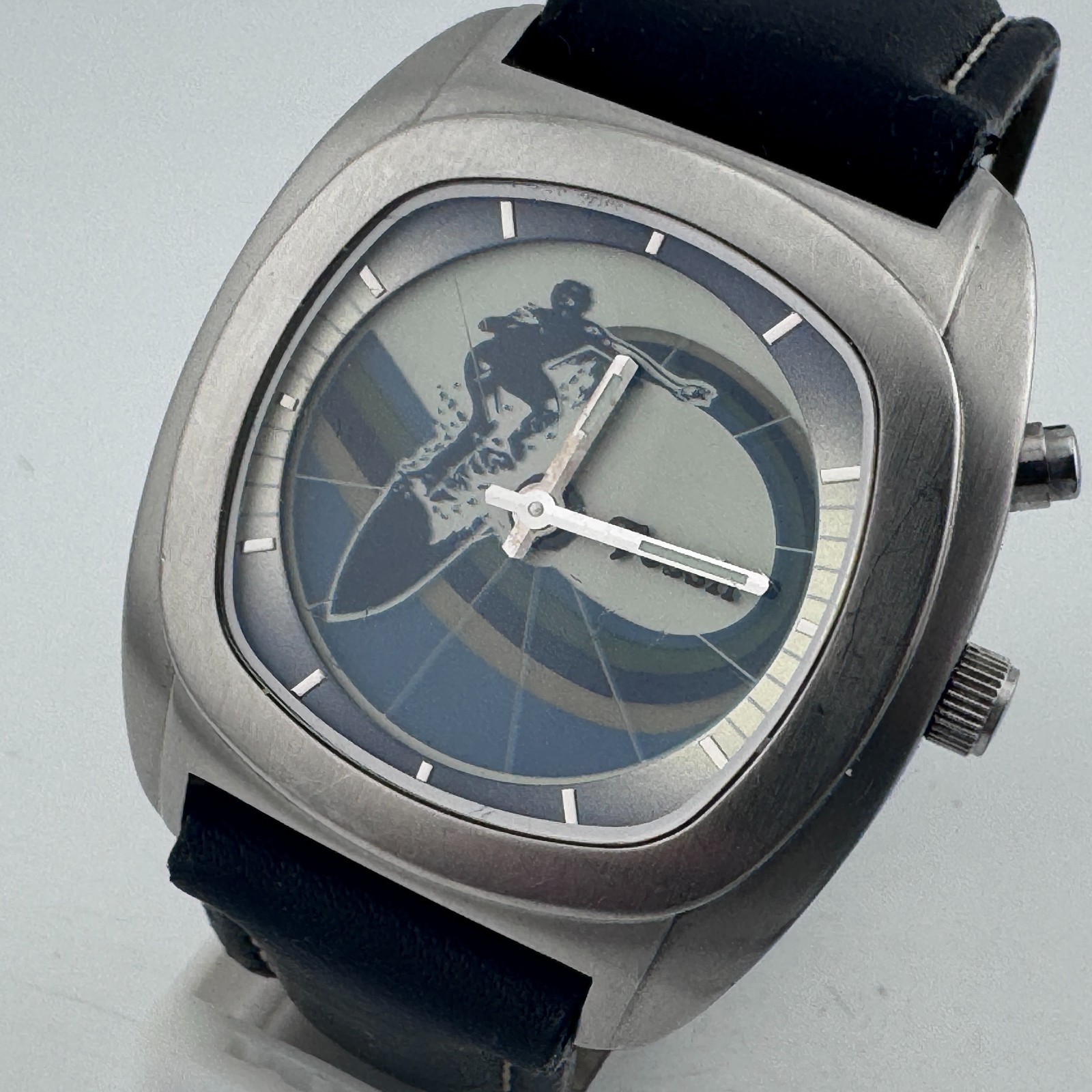 Vintage Fossil Big Tic Quartz Watch JR-8290 Men Silver Steel Surfing New Battery